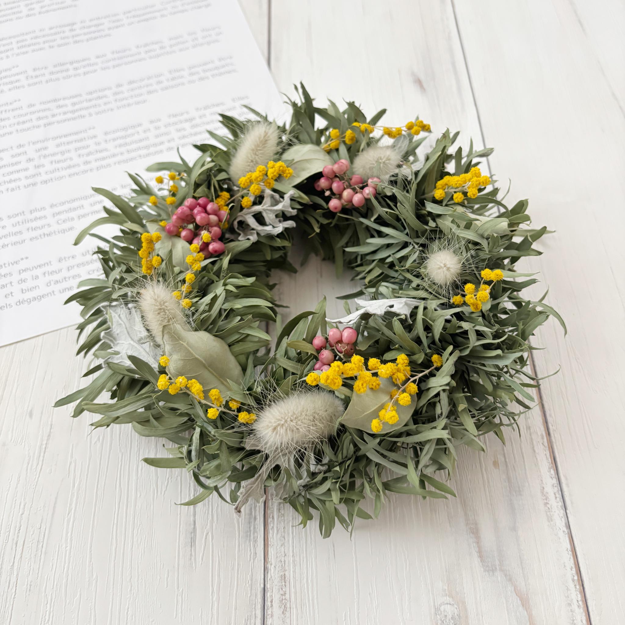 【早割】グリーンとピンクのドライフラワーリース｜ナチュラル派の母の日ギフトにも◎ | 8枚目